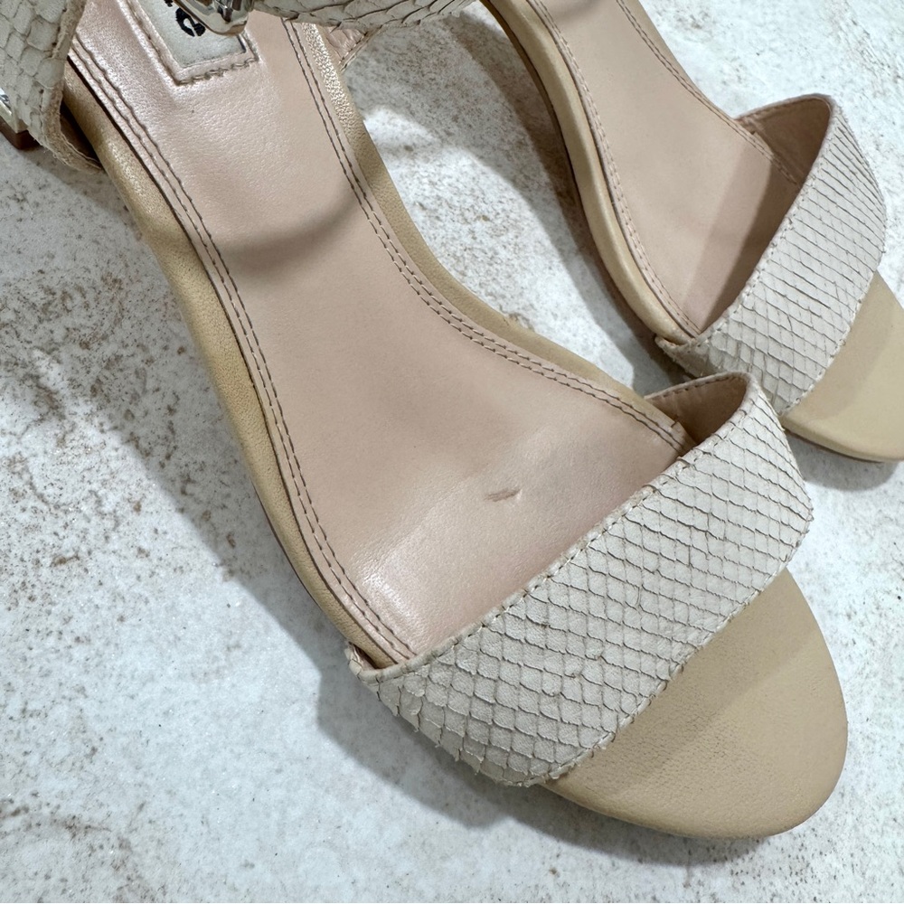 Dune London Crystal Block Nude Heel Leather Sandal Size 9 - Quiet Luxury - Picture 11 of 17